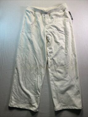 Women’s Cream Wide-Leg Fleece Sweatpants